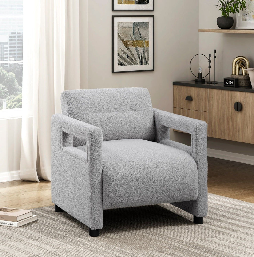Luxury Gray Boucle Accent Chair