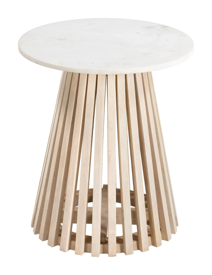 Mazara Side Table White & Natural