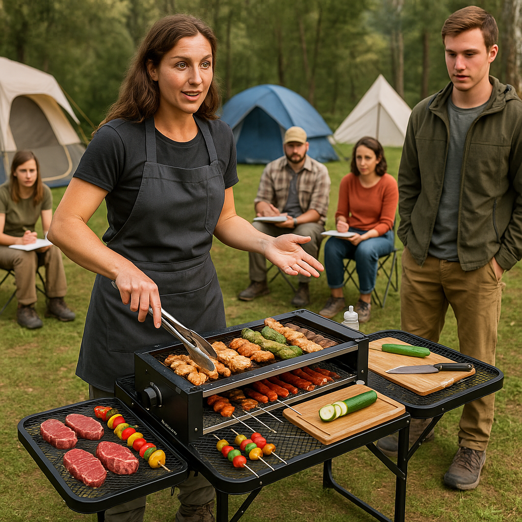 Multi-Function Camping Table with Grill Stand
