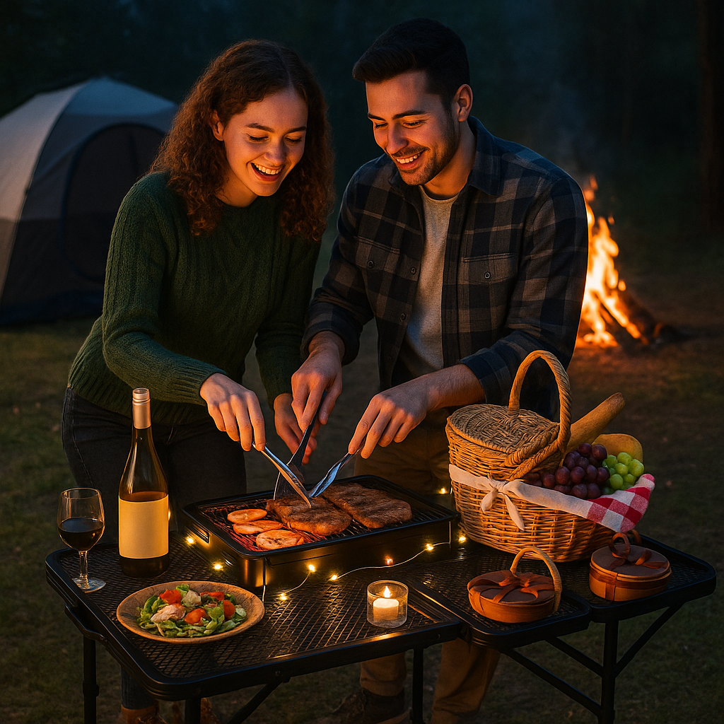 Multi-Function Camping Table with Grill Stand
