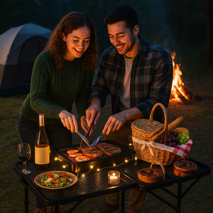 Multi-Function Camping Table with Grill Stand