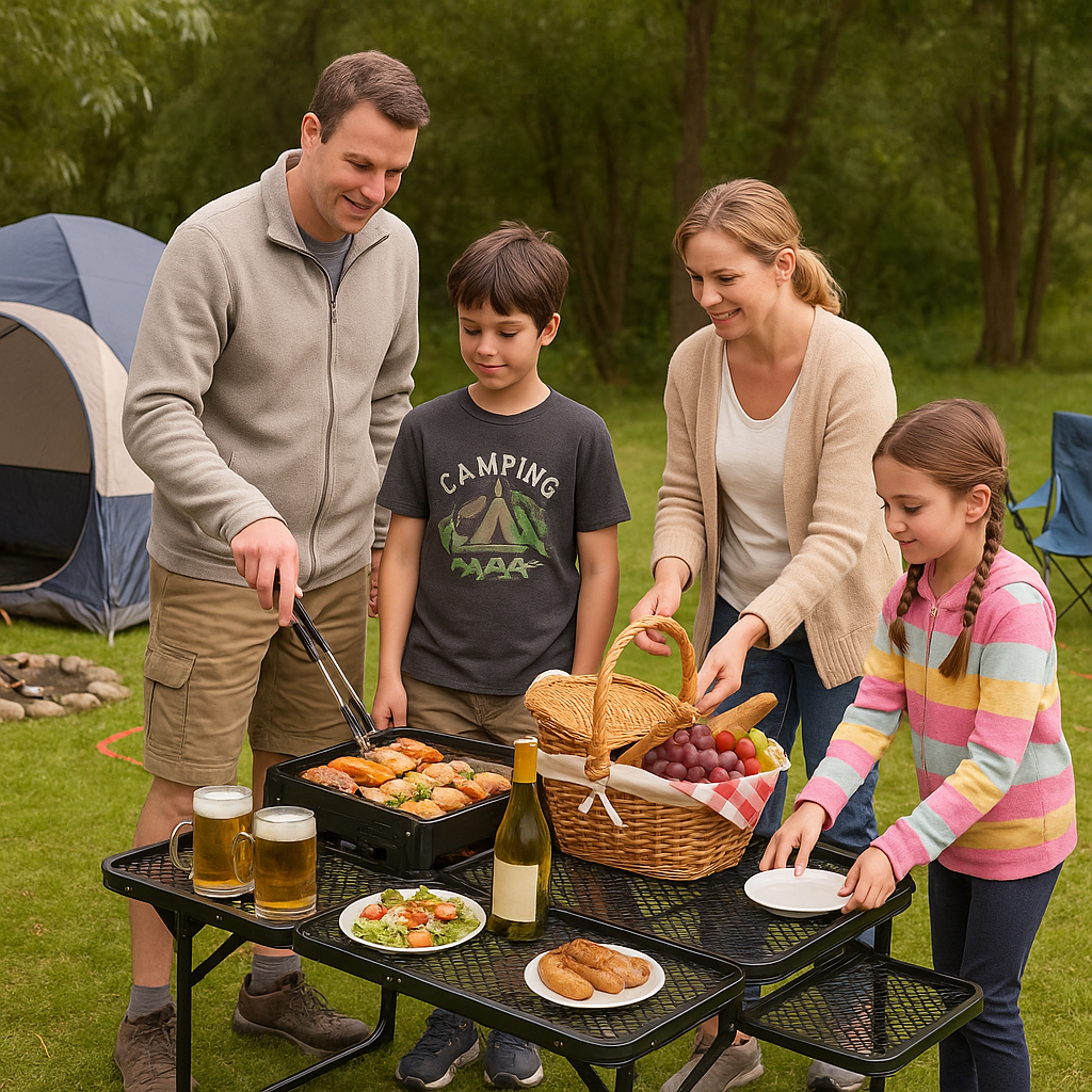 Multi-Function Camping Table with Grill Stand