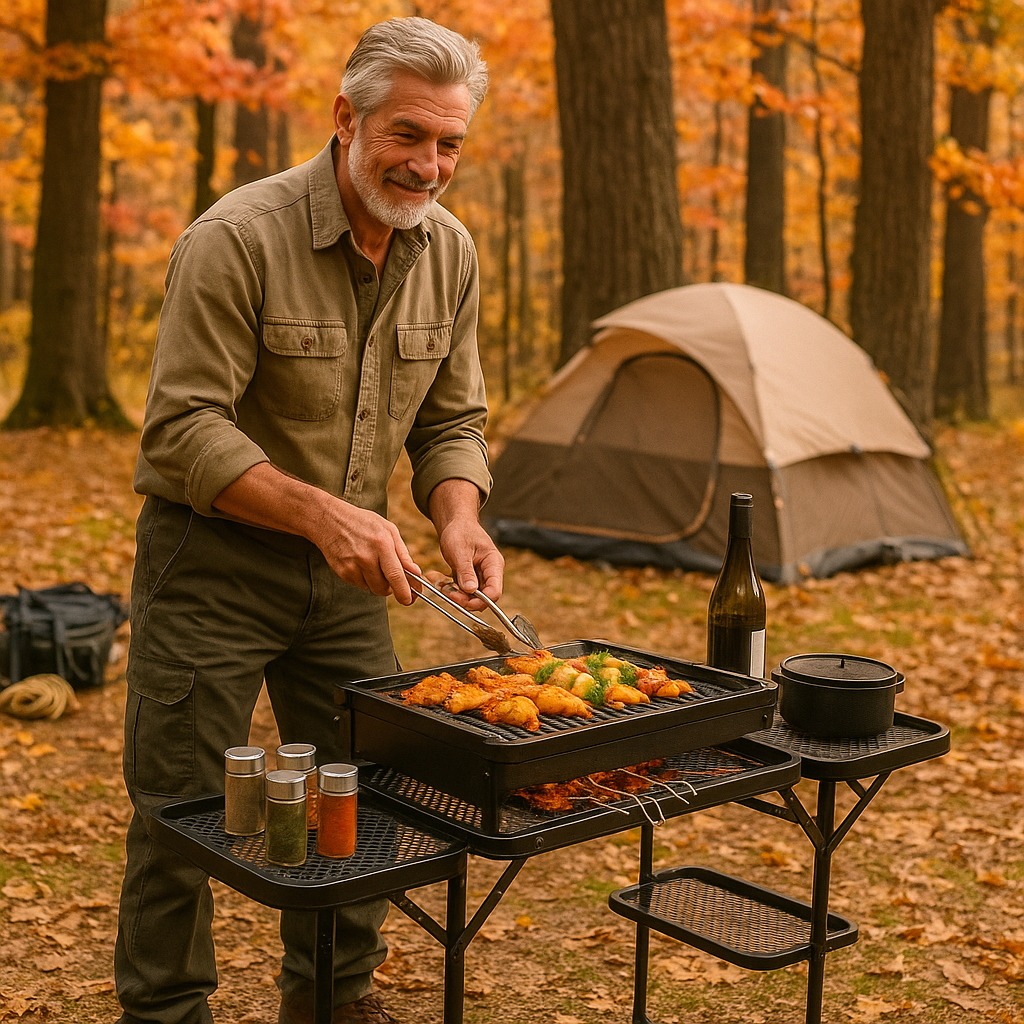 Multi-Function Camping Table with Grill Stand