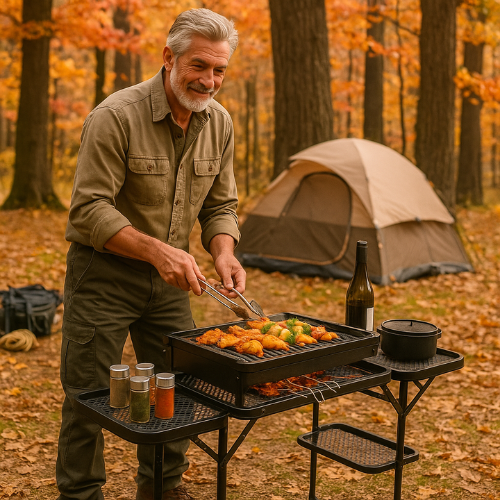 Multi-Function Camping Table with Grill Stand