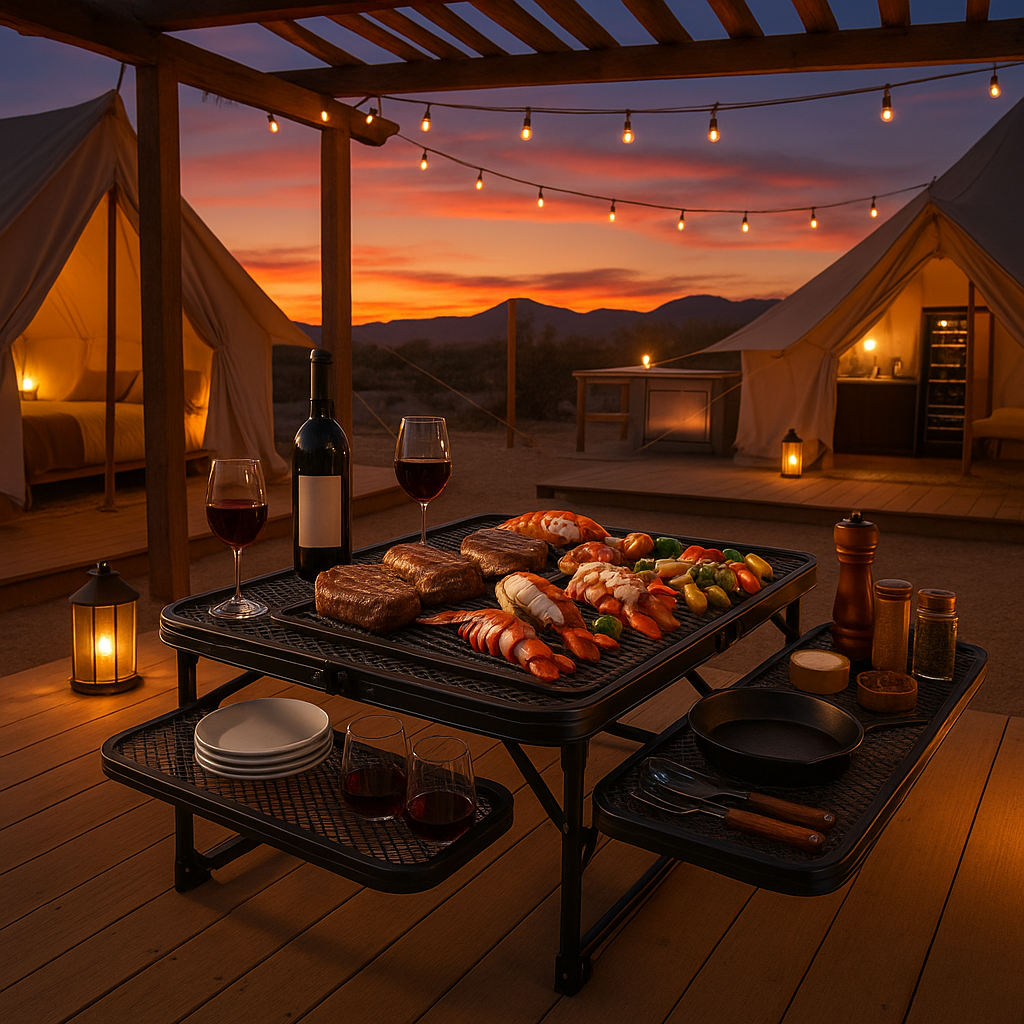 Multi-Function Camping Table with Grill Stand
