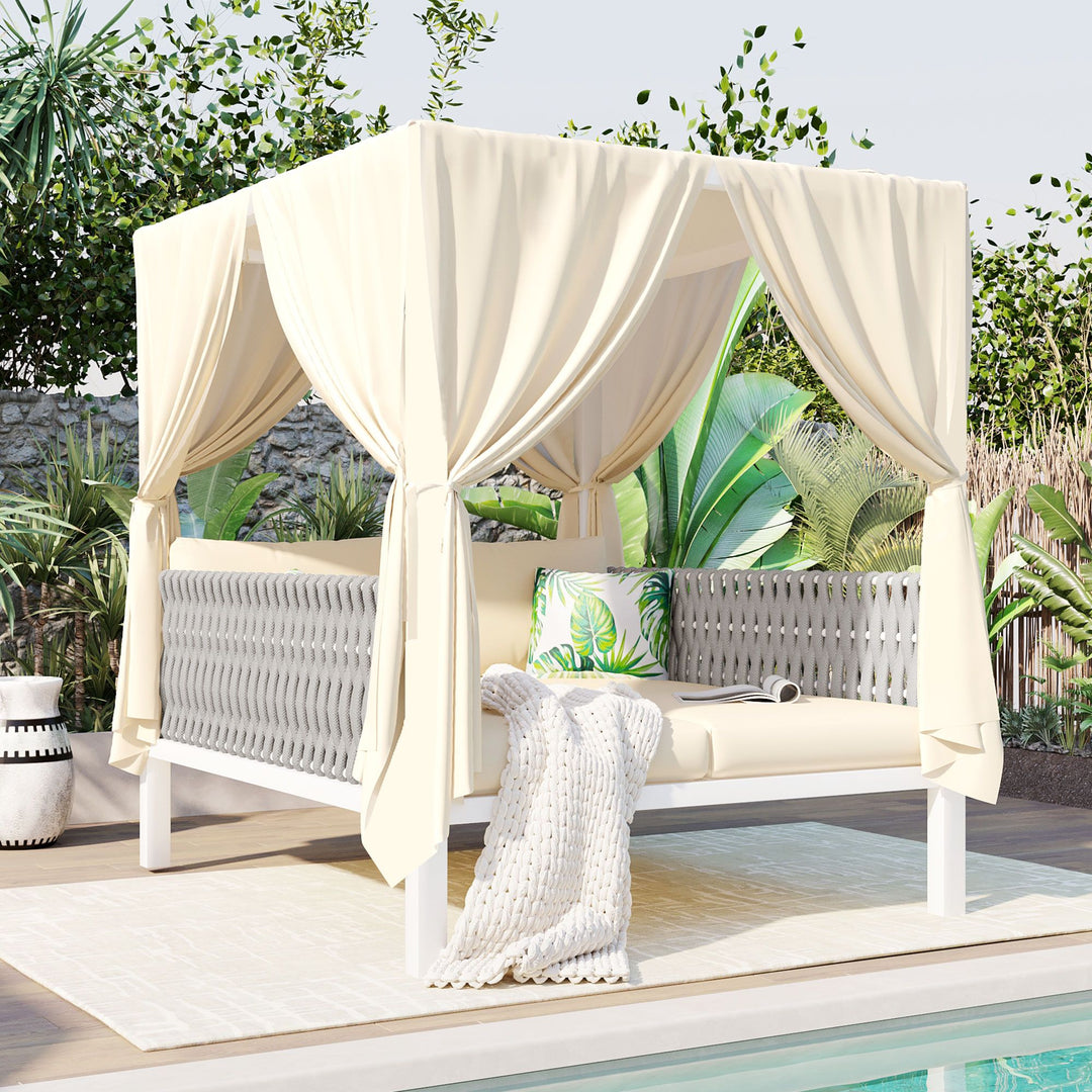 Patio Sunbed with Curtains