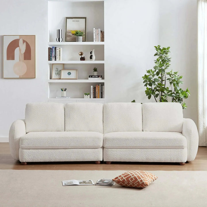 Paton 114.5'' Boucle Fabric Sofa Cream