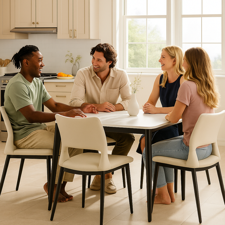 Minimalist Black PU Leather Dining Chairs – Comfort & Modern Style | Metal Leg Dining Set | Trufairs