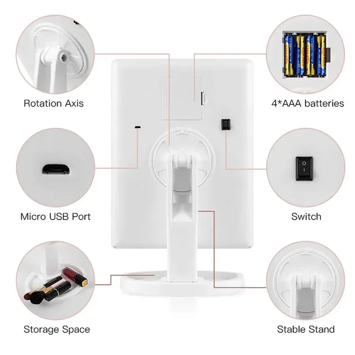 LED Vanity Makeup Mirror with Touch Control, Adjustable Lighting 1X, 2X, 3X Magnification, Trifold Design Ideal Gift for Women
