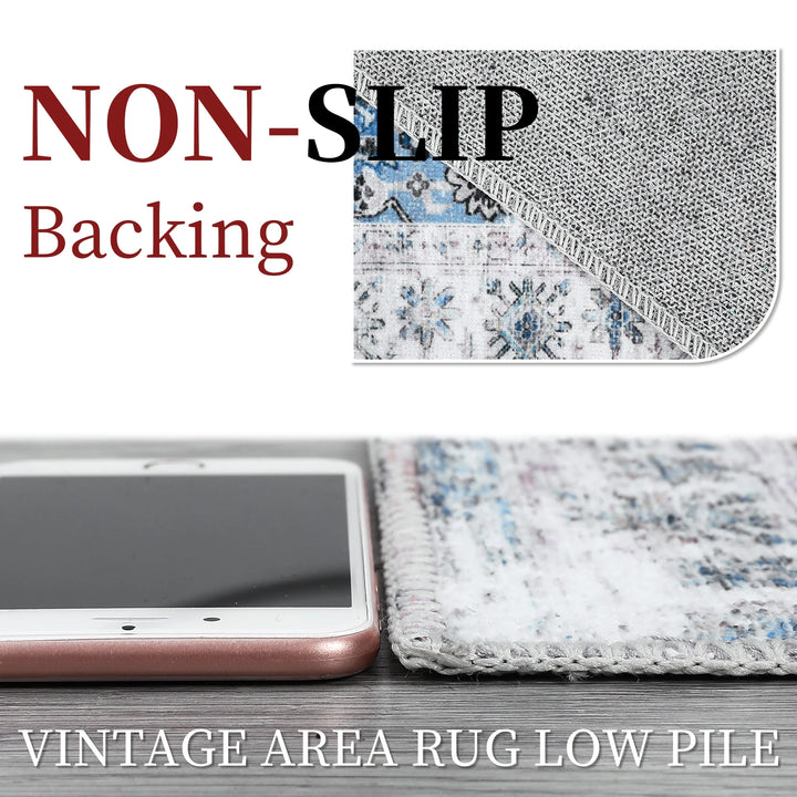 Large Area Rug Living Room Rug 10x13 Vintage Carpet Washable Area Rug Easy Cleaning Stain Resistant Indoor Carpet with Non-Slip