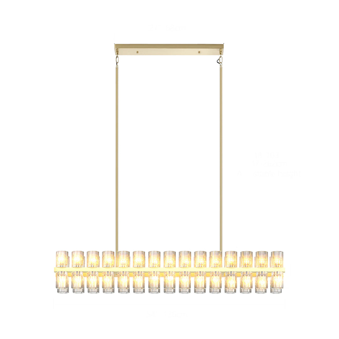 Crystal Gold Rectangular Chandelier for Dining Room, 54in Dining Room Chandelier over Table, Modern Chandelier
