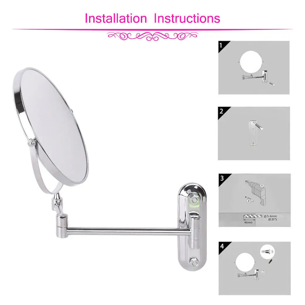10X Magnifying Wall Mounted Mirror 360 Swivel Makeup Mirror 8" Double Sided Vanity Bathroom Mirror Shaving