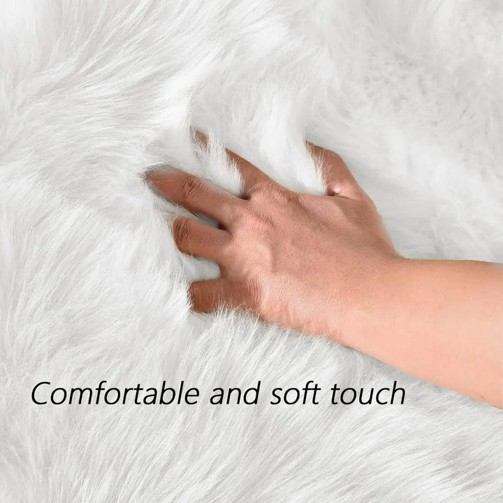 White Faux Fur Rug 8x10, Faux Fur Sheepskin Rug for Living Room, Fluffy Washable Fuzzy Rugs Carpet for Bedroom