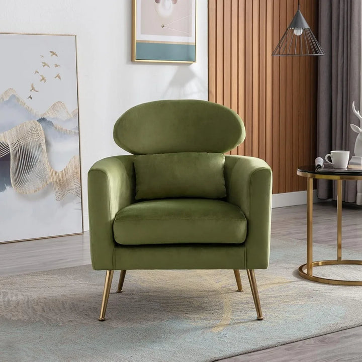 Upholstered Barrel Arm Chair for Living Room Bedroom Reception Room Office, Modern Soft Padded Single Sofa Chair