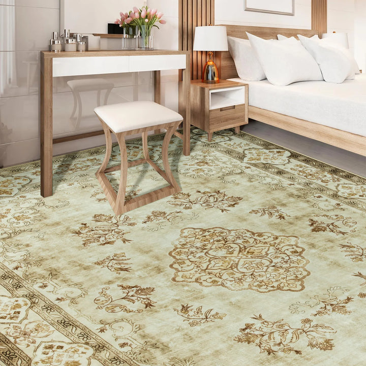 Area Rugs for Living Room Elegant Floral Traditional Faux Wool Area Rug