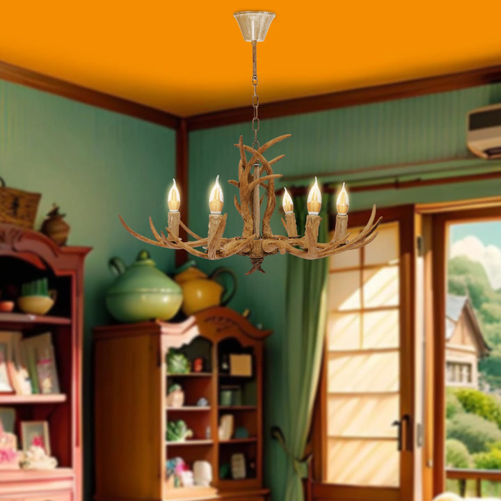 Retro Antler Chandelier Light Deer Horn Restaurant Dining Pendant Lamp