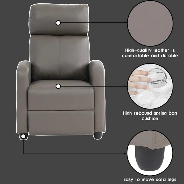 Recliner Chair for Living Room Modern Wingback Sofa Home Theater Seating Push Back Reclining Chair with Lumbar Support (Without