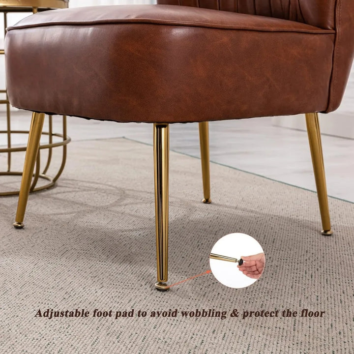 Modern Accent Chair Set of 2 PU Leather Slipper Chair Wingback Side Chair for Living Room Bedroom