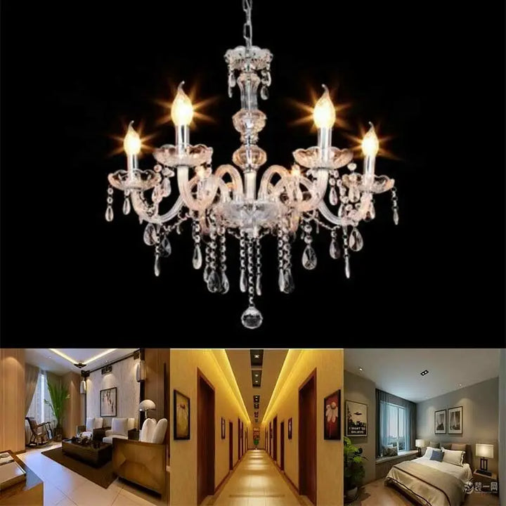 Classic 6 Lights Tassels Chandelier 6 Arms Crystal Lustre Light Modern Ceiling Light Lamp Lighting For Living Room Dining Room