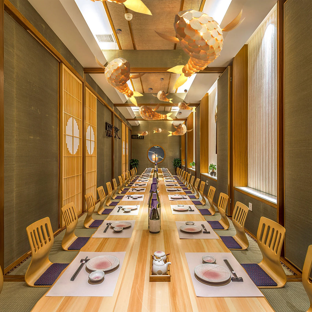 23.6'' Modern LED Fish-Shaped Pendant Light, Adjustable Height Chandelier with Metal Frame Artistic Hanging Lamp for Dining Room