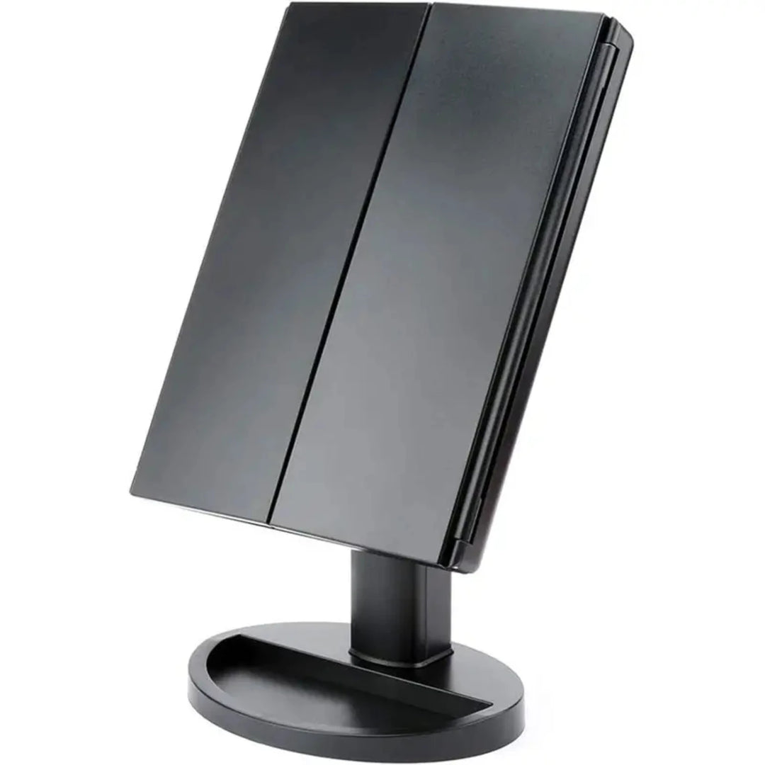 Portable Tri-fold Lighted Vanity Makeup Mirror with 3x/2x/1x Magnification, Bright LEDs Light and Easy-to-Use Touch Screen Techn
