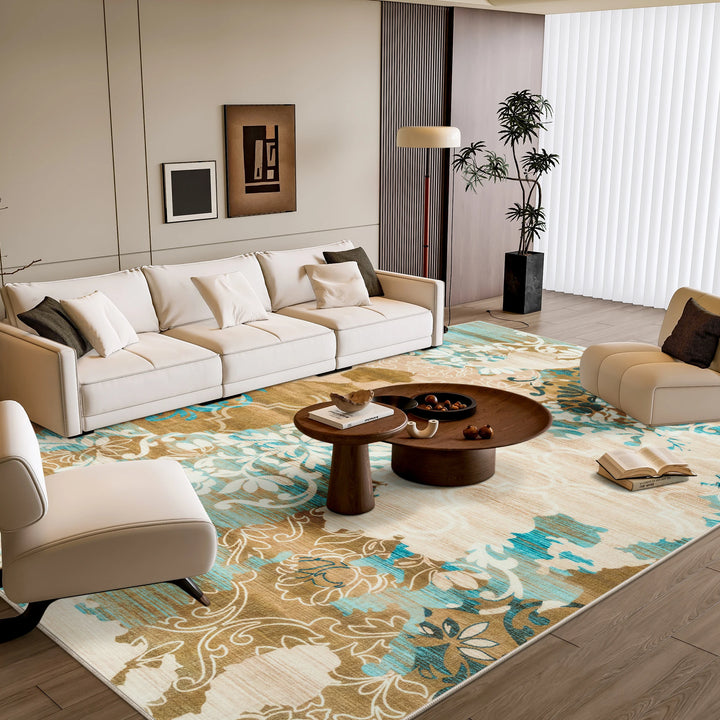 Area Rugs for Living Room Elegant Floral Traditional Faux Wool Area Rug