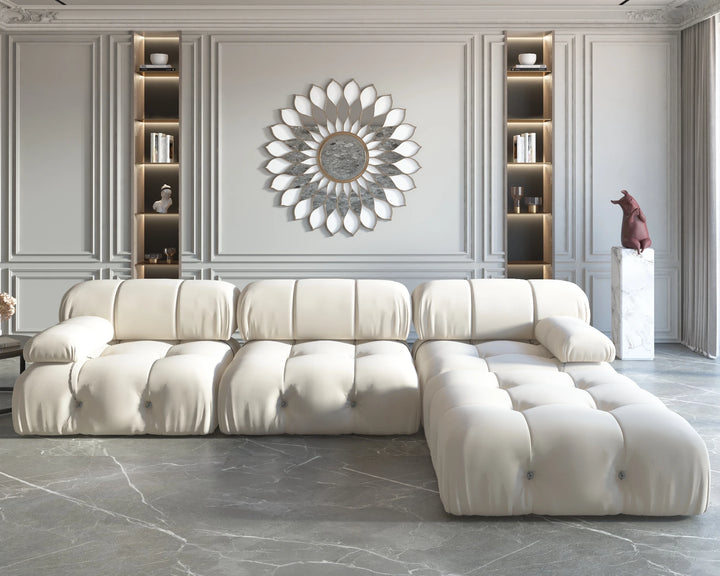 Sdorens Sectional Sofa Living Room Sofas L-Shaped Velvet Couch with Reversible Ottoman Convertible Modern Design Couch Sofa