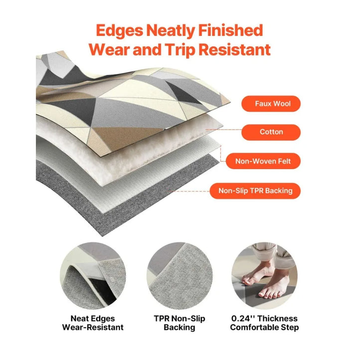 Large Area Rug 5 x 7 ft AntiSkid TearResistant Floor Mat Modern Charcoal Gray