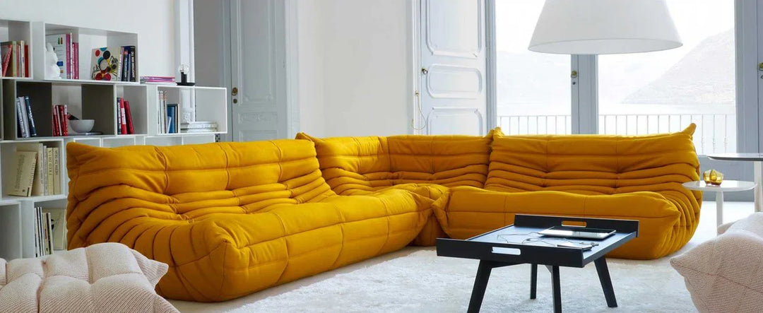 Mid-Century Modern Orange Faux Leather Floor Sofa Soft Lounge Chair Accent Couch for Living Room Bedroom Salon Office