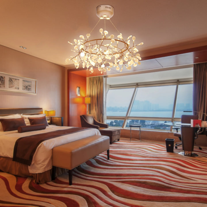 40W Modern Ceiling Mounted Chandelier 135* LED Light Beads Rose Gold Chandelier Suitable for Dining Room, Living Room, Bedroom