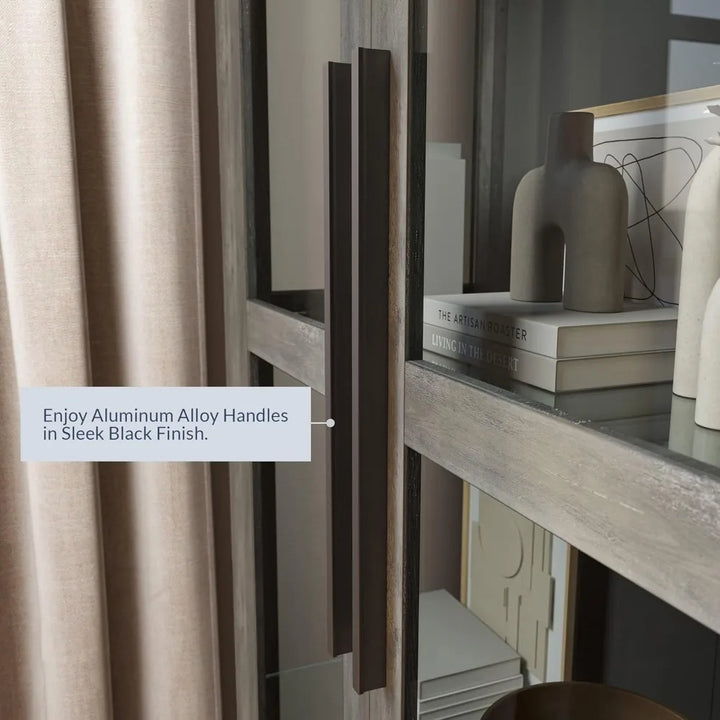 68" Height Curio Cabinet, Tall Glass Display Cabinet with Adjustable Shelves for Living Room, Trophy Display Case