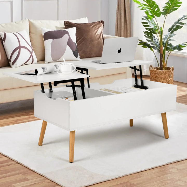 VOWNER Lift Top Coffee Table with Separate and Hidden Storage Compartment, Double Lift Table Top for Home Living Room