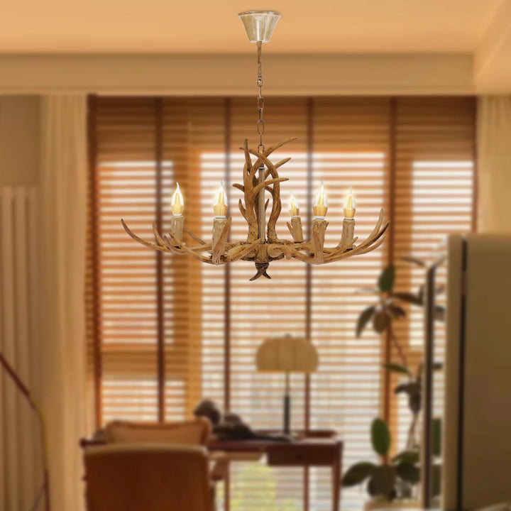 Retro Antler Chandelier Light Deer Horn Restaurant Dining Pendant Lamp