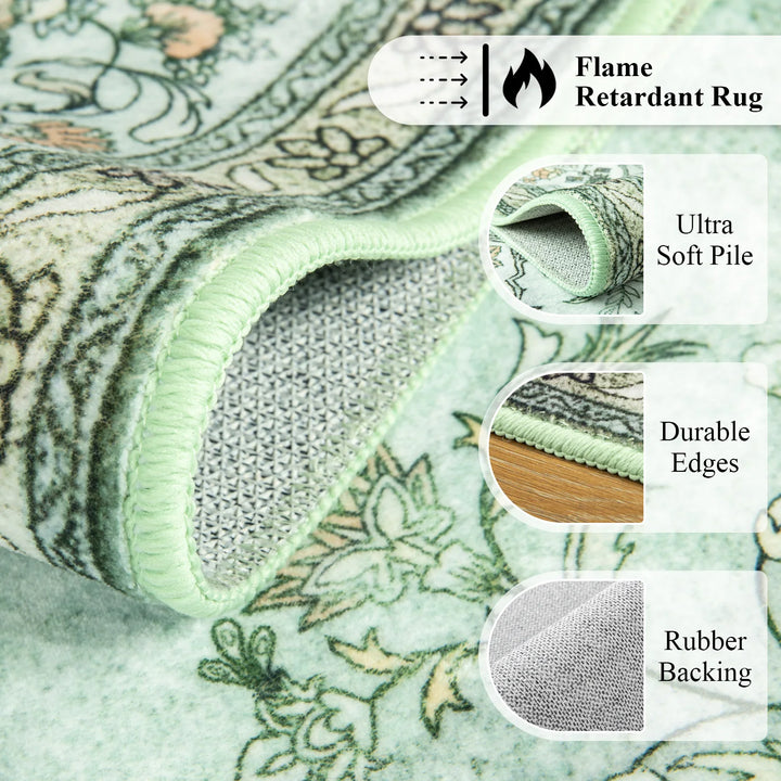 Area Rugs for Living Room Elegant Floral Traditional Faux Wool Area Rug