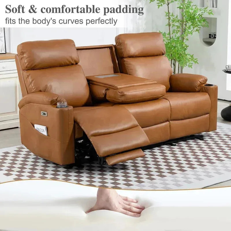 RPD4-3 seater recliner. PU leather recliner sofa. Home Theater Seating with flipped middle backrest. R