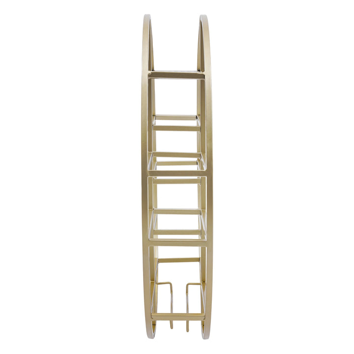 Round Wine Display Rack Bottle Shelf with Glass Holder Home Kitchen Wine Cellar Black/Gold