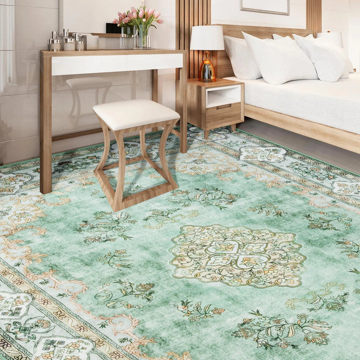 Area Rugs for Living Room Elegant Floral Traditional Faux Wool Area Rug