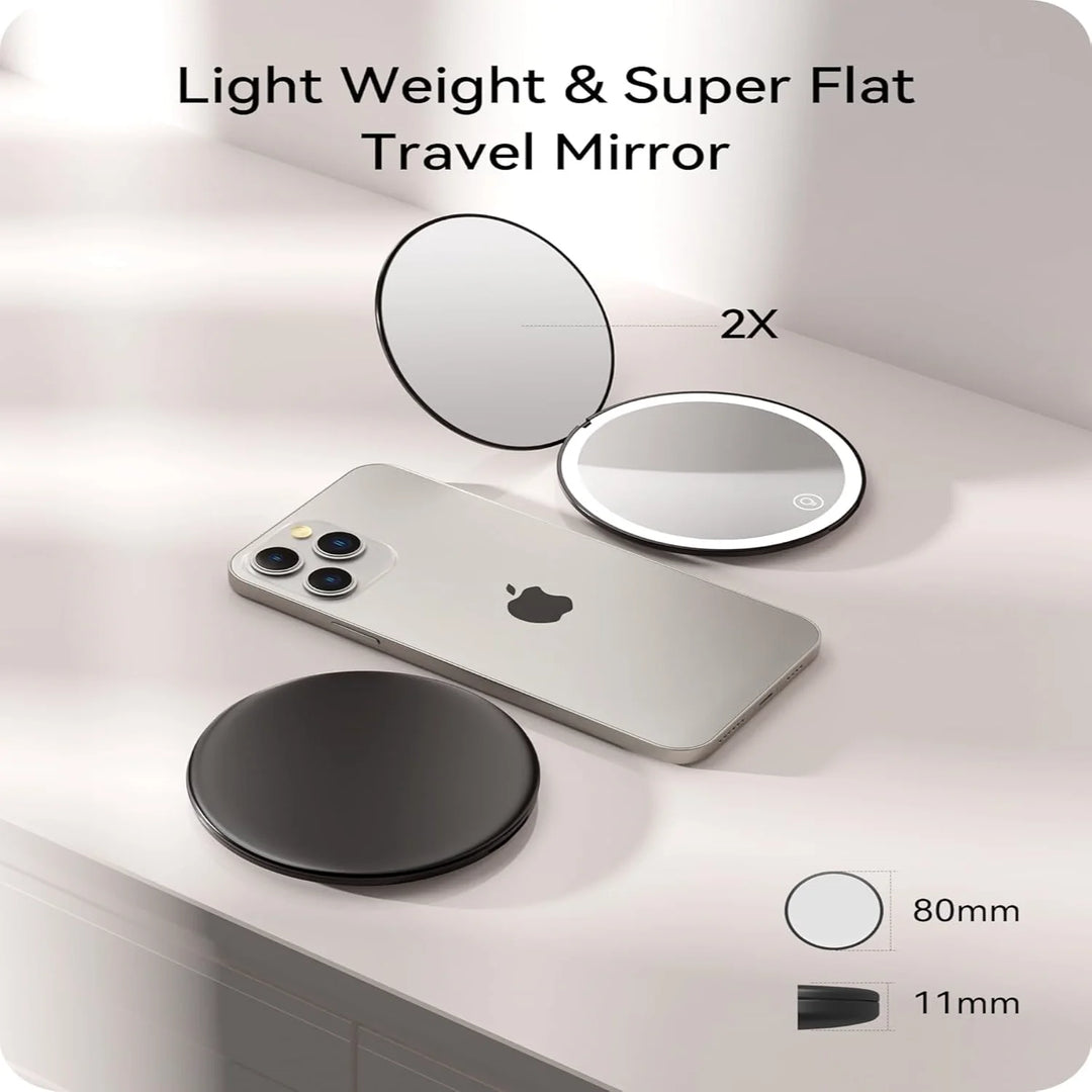 Compact Mirror with Light for Purses - Small Travel Mirror - 1x/ 2X Magnified Pocket Mirror with Light, to My Daughter Compact M