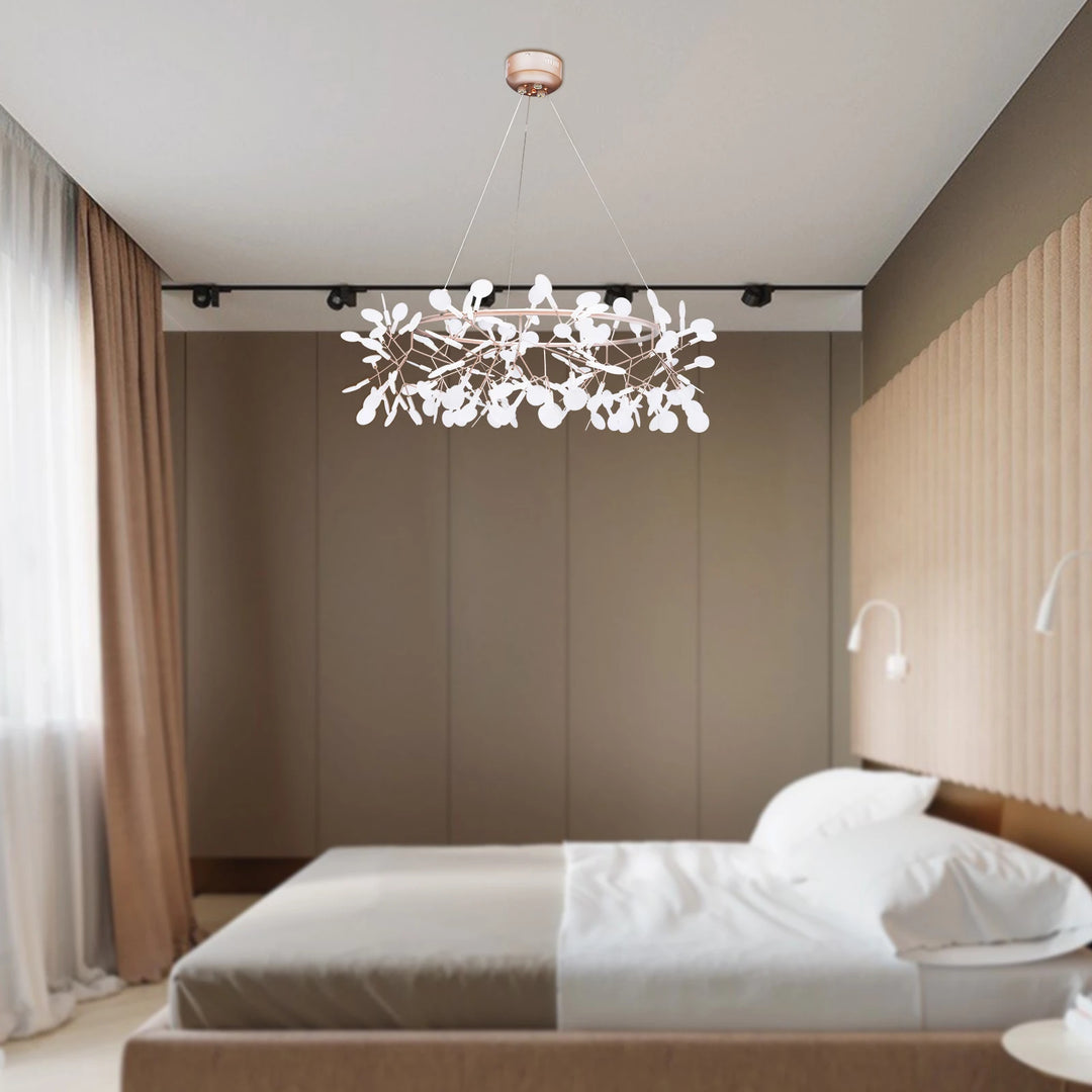 40W Modern Ceiling Mounted Chandelier 135* LED Light Beads Rose Gold Chandelier Suitable for Dining Room, Living Room, Bedroom