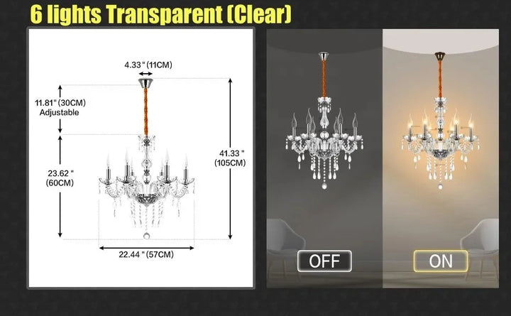 Classic 6 Lights Tassels Chandelier 6 Arms Crystal Lustre Light Modern Ceiling Light Lamp Lighting For Living Room Dining Room