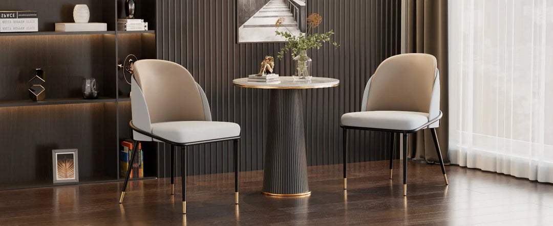 LUVODI Luxury Set Of 2 Dining Chairs Kitchen Accent Leisure Microfiber Leather Living Room Chairs for Dining,Kitchen,Study Room