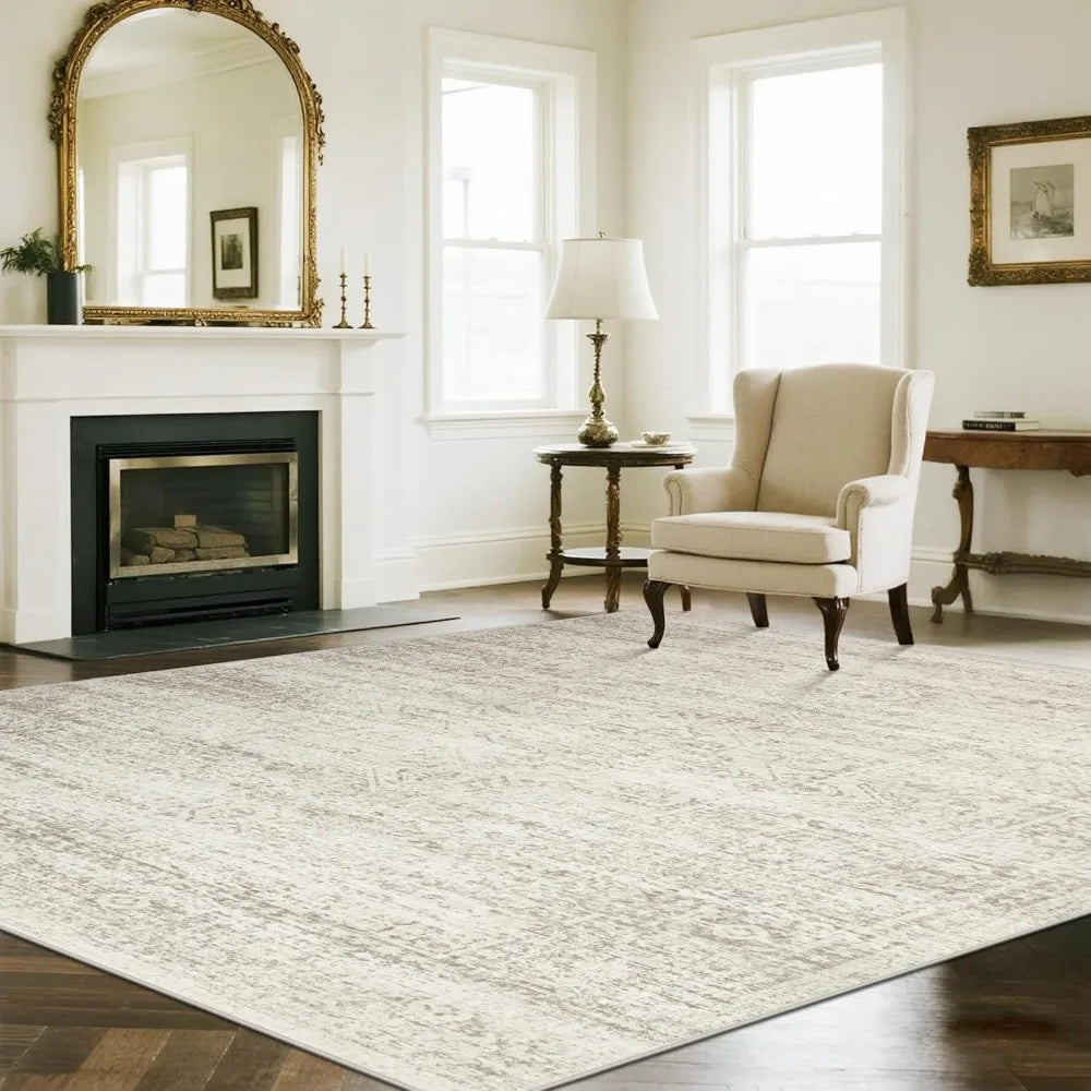 Soft Faux Wool 8x10 Area Rugs for Living and Dining Rooms, Ideal for Bedrooms, Large Size Carpets with Non-Slip Backing