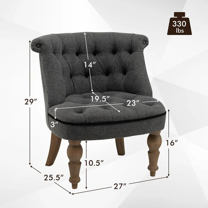 Set of 2 Armless Accent Chairs Upholstered Slipper Chairs w/ Beech Wood Legs