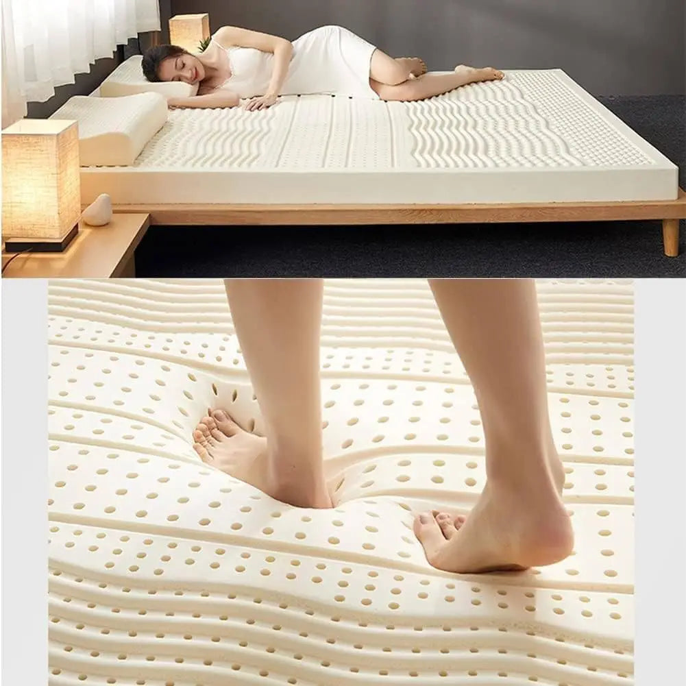 100% Natural Latex Mattress Soft Body Massage Mattress 7-Zone Comfort Queen Size Medium Firm 5cm Thick