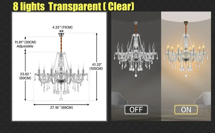 Classic 6 Lights Tassels Chandelier 6 Arms Crystal Lustre Light Modern Ceiling Light Lamp Lighting For Living Room Dining Room