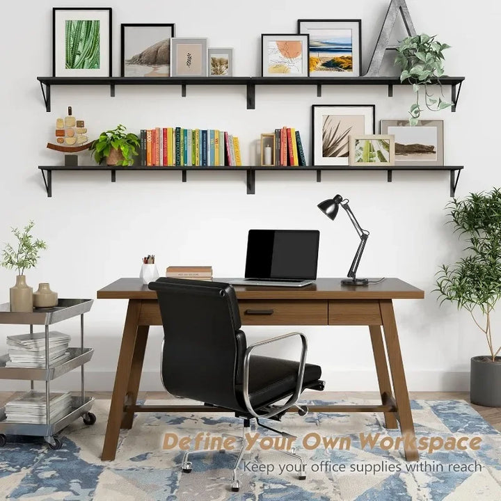 48 Inches Long Floating Book Shelves for Wall Set of 3, Black Wall Bookshelves for Living Room, Hot-Sell!-NEW