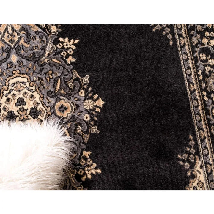 Reza Collection Traditional Persian Style Area Rug Black/Beige