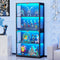 Display Cabinet with Glass Doors, 4-Tier Curio Cabinet with 3 Color Lights for Collectibles, Glass Display Case with Human