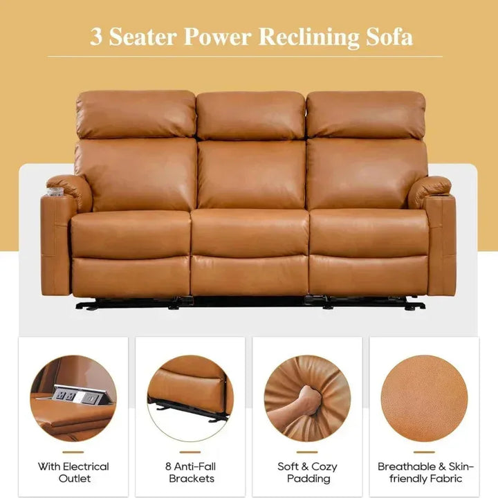 RPD4-3 seater recliner. PU leather recliner sofa. Home Theater Seating with flipped middle backrest. R