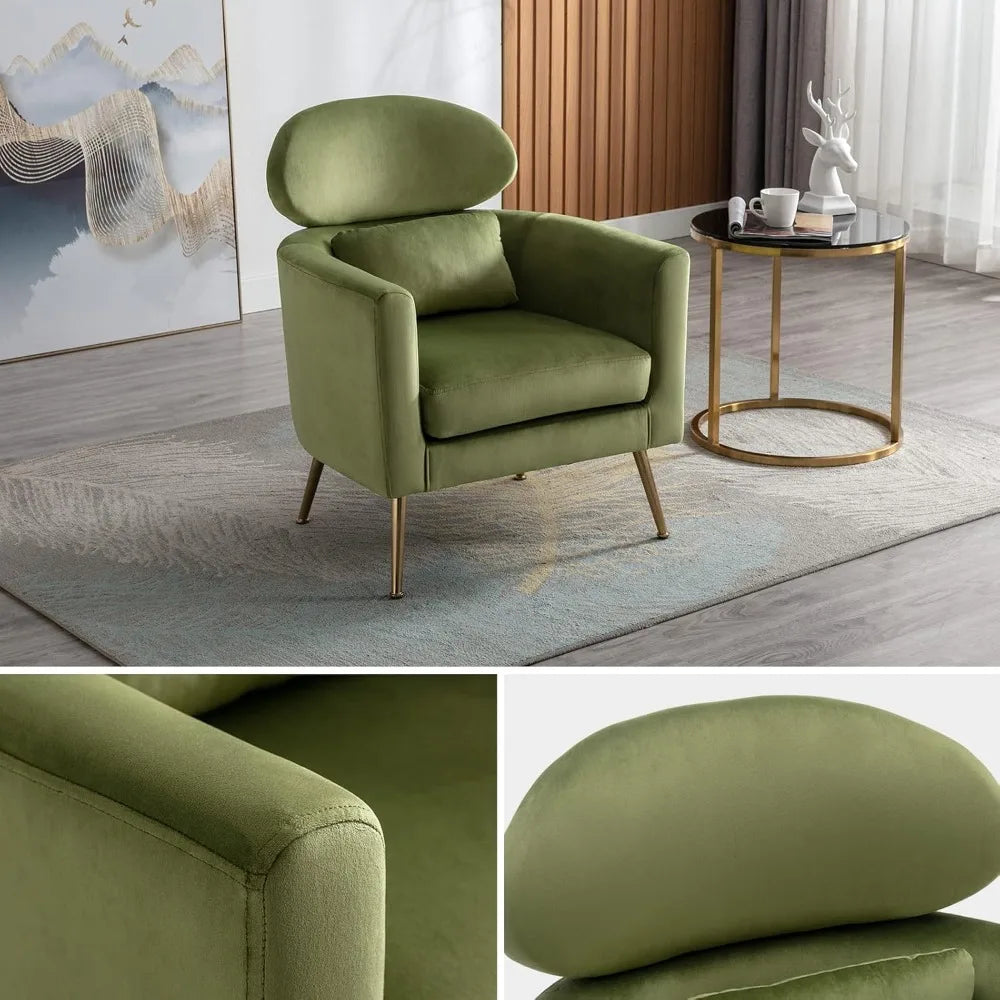 Upholstered Barrel Arm Chair for Living Room Bedroom Reception Room Office, Modern Soft Padded Single Sofa Chair